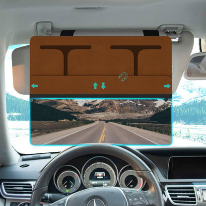 Picture of NAZZO Car Visor Extender Polarized, Sun Visor Extender for Car Attachment Sun Blocker, Anti-Glare Removable PC Lens to Expand Sunshade for Safe Driving, Brown