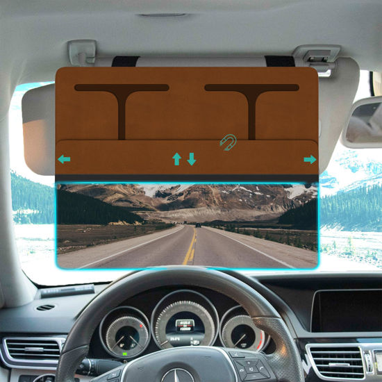Picture of NAZZO Car Visor Extender Polarized, Sun Visor Extender for Car Attachment Sun Blocker, Anti-Glare Removable PC Lens to Expand Sunshade for Safe Driving, Brown