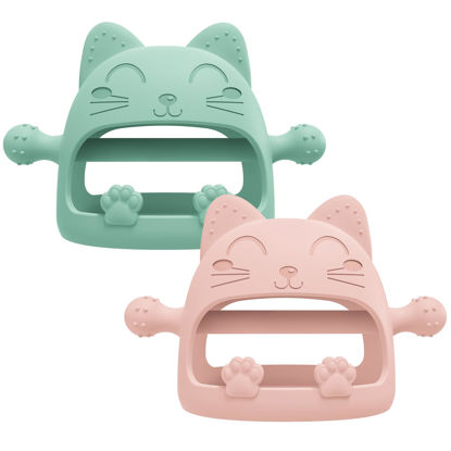 Picture of 2 Pack Baby Teether Toys,Silicone Teething Toys for Babies 0-6 Months,Never Drop Baby Chew Toys for Teething Relief, Teething Pacifiers,Baby Toys 0-6 Months,Ideal Gifts for Baby Shower
