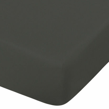 Picture of NTBAY 100% Brushed Microfiber Fitted Crib Sheet, Super Soft and Cozy 28x52 Crib Sheet for Standard Crib and Toddler Mattresses, Boys, Girls, Unisex, Dark Grey, 28x52 Inches