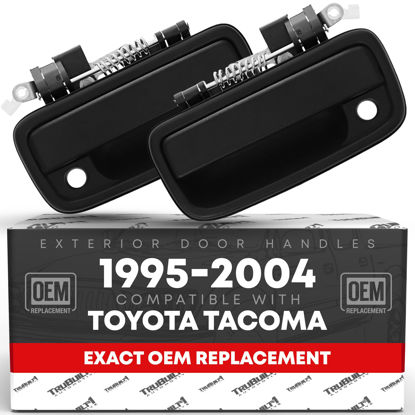 Picture of TRUBUILT1 AUTOMOTIVE Exterior Front Driver & Passenger Door Handle Replacement Set - Compatible with 1995-2004 Toyota Tacoma - Textured Black with Keyhole - OEM 69220-35020, 69210-35020