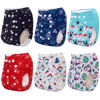 Picture of ALVABABY Christmas Cloth Diapers 6 Pack with 12 Inserts One Size Adjustable Washable Reusable for Baby Girls and Boys 6QM03
