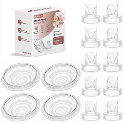 Picture of 14PCS Breast Pump Parts, 10Pack Duckbill Valve & 4Pack Silicone Diaphragm Compatible with momcozy S9 Pro/S12 Pro/S9/S12 Wearable Breastpump, Breast Pump Replacement Parts Breastfeeding Essentials Kit