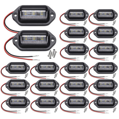 Picture of 20PCS Xenon White LED License Plate Light, 12V-24V DC Waterproof 6-SMD License Plate Lamp Taillight, For Truck SUV Trailer Van RV Boats as Step Courtesy Light, Dome/Cargo Lights or Under Hood Light