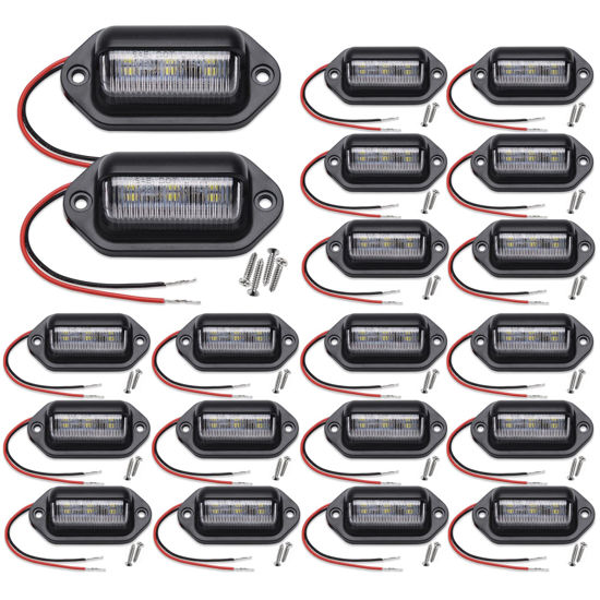 Picture of 20PCS Xenon White LED License Plate Light, 12V-24V DC Waterproof 6-SMD License Plate Lamp Taillight, For Truck SUV Trailer Van RV Boats as Step Courtesy Light, Dome/Cargo Lights or Under Hood Light