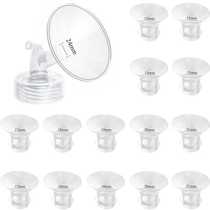 Picture of Flange Inserts 13/15/17/18/19/20/21mm 14PC Compatible with Momcozy S12 pro/S9 pro/S9/S10/S12/Medela/TSRETE/Spectra/Bellababy Breast Pumps, Reduce 24mm Tunnel Down to Correct Size