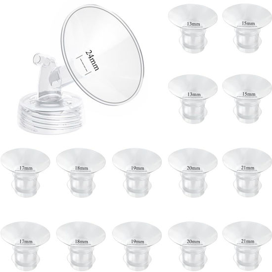 Picture of Flange Inserts 13/15/17/18/19/20/21mm 14PC Compatible with Momcozy S12 pro/S9 pro/S9/S10/S12/Medela/TSRETE/Spectra/Bellababy Breast Pumps, Reduce 24mm Tunnel Down to Correct Size