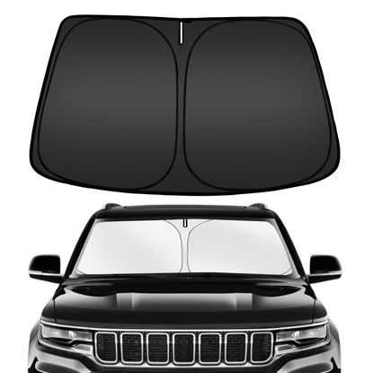 Picture of ARISMOTOR Windshield Sun Shade for Jeep Wagoneer 2022-2024, Custom Fit Foldable Front Window Sunshade Sun Visor Protector, Block UV Rays Keep Your Car Cooler