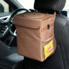Picture of AOKJOY Car Garbage can with lid Leak Proof Vehicle Trash Can 3 Storage Pockets Hanging Waterproof car Trash Bag for SUV Brown