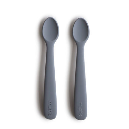 Picture of mushie Silicone Baby Feeding Spoons | 2 Pack (Tradewinds)