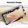 Picture of American Flag License Plate Frame Holder - 2 Pack Universal Aluminum Matte Stripe US Flag Gloss Patriotic Car Plate Frame Covers with Free Screws Fasteners Caps