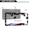 Picture of American Flag License Plate Frame Holder - 2 Pack Universal Aluminum Matte Stripe US Flag Gloss Patriotic Car Plate Frame Covers with Free Screws Fasteners Caps