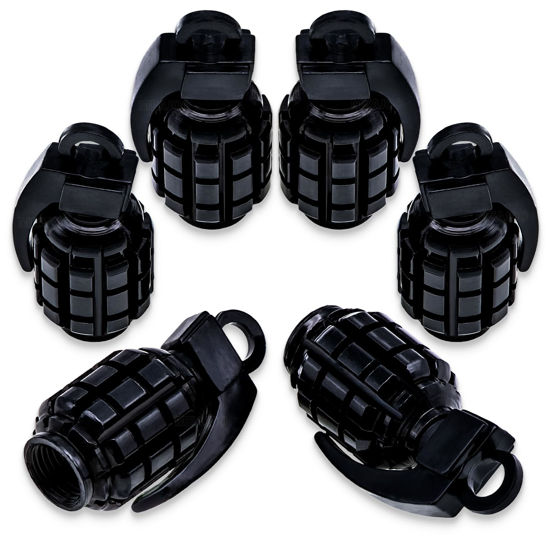 Picture of MEAJOO 6PCS Tire Valve Stem Caps, Stainless Steel Tire Valve Caps Wheel Valve Caps for Cars, Trucks, SUV, Motorcycles, Bike and Bicycles (Black)