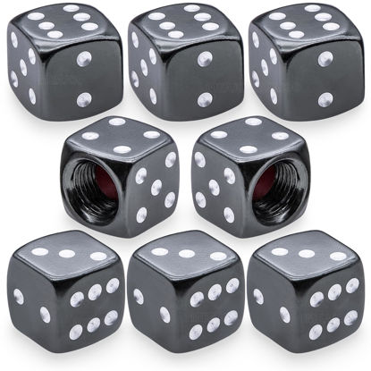 Picture of MEAJOO 8PCS Aluminum Dice Tire Valve Stem Caps, Universal Aluminium Alloy Dustproof Tire Valve Stem Covers for Cars, SUV, Trucks, Bikes, Motorcycles, Bicycles(Gray)