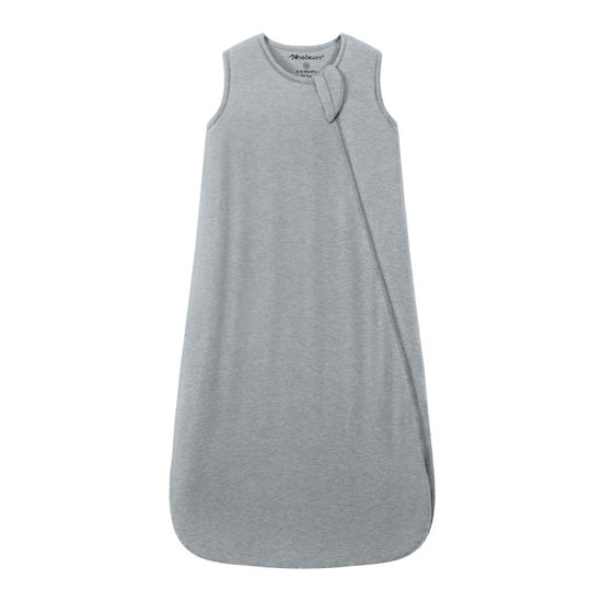 Picture of Mosebears Unisex Baby Sleep Sack 1.0 TOG, Supersoft Rayon Made from Bamboo Wearable Blanket with 2-Way Zipper (Grey,0-6 Months)