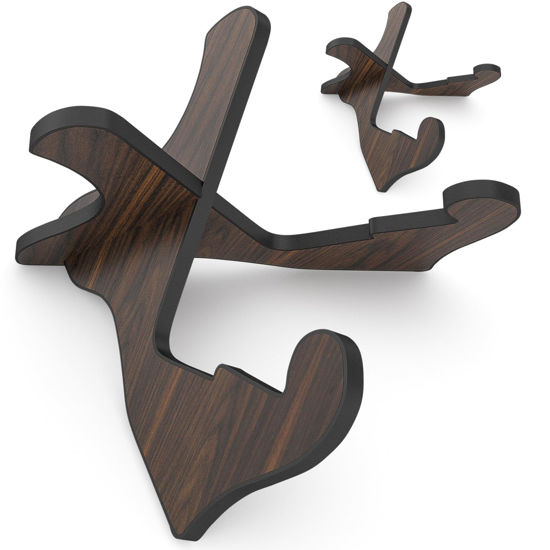 Picture of LALAOKS Guitar Stand Wooden Guitar Stand Portable Folding Instrument Holder for Acoustic Classic Electric Bass Guitar (Black walnut 2p)