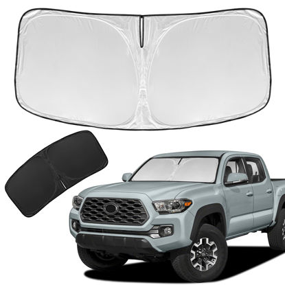 Picture of for Toyota Tacoma 2016-2023 2024 2025 Sun Shade Sunshade Windshield Cover - 4 Layers Front Window Shade Custom Fit Tacoma 2Dr 4Dr Pickup Sun Visor 240T Shade Blocks UV Rays Car Accessories