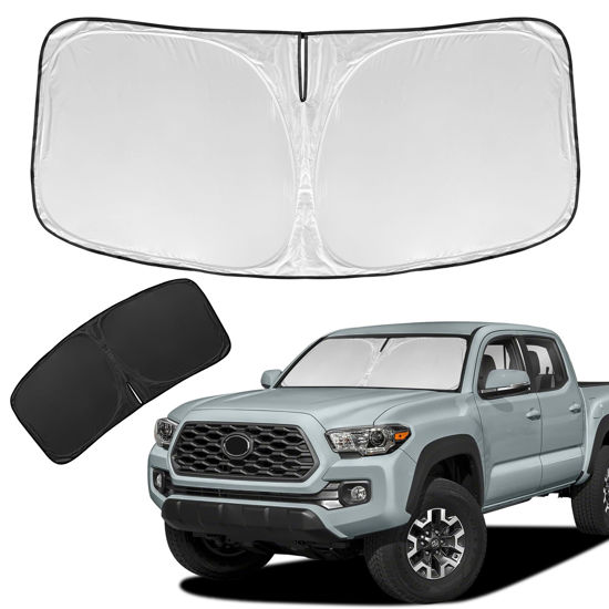 Picture of for Toyota Tacoma 2016-2023 2024 2025 Sun Shade Sunshade Windshield Cover - 4 Layers Front Window Shade Custom Fit Tacoma 2Dr 4Dr Pickup Sun Visor 240T Shade Blocks UV Rays Car Accessories