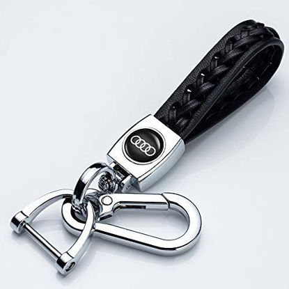 Picture of 121Fruit Way Genuine Leather Car Logo Suit for Keychain Suit for Audi A1 A3 A4 A5 A6 A7 A8 Q5 Q7 R8 S5 S7 Q5 RS Key Chain Keyring Family Present for Man and Woman,Black