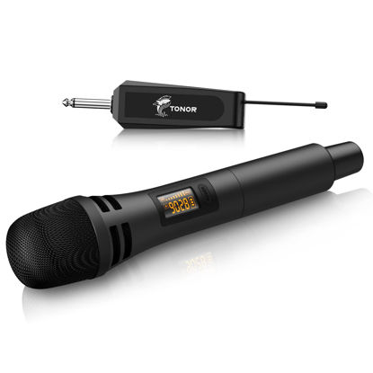 Picture of TONOR Wireless Microphones, UHF Handheld Cordless Dynamic Mic with Rechargeable Receiver, Microfonos Inalambricos Microfono for Karaoke, Singing, Wedding, DJ Party, Speech, Church 200ft TW310 Black