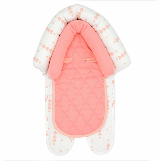 Picture of Travel Bug Baby & Toddler 2-in-1 Head Support Duo Head Support for Car Seats, Strollers & Bouncers (Pink/White)