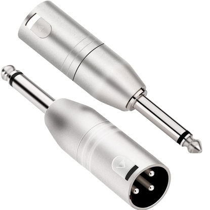 Picture of JOMLEY 1/4 inch TS Mono to XLR Male Adapter, 6.35mm to XLR Male Adapter, Quarter Inch TS Mono Male Plug to Male XLR Converter Audio Connector - 2 Pack