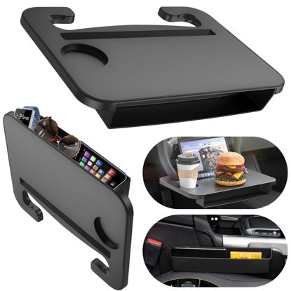 Picture of Qlhshop 3 in 1 Car Steering Wheel Desk - Steering Wheel Tray with Car Seat Gap Filler Organizer | Car Food Tray Table for Eating Driver | Car Desk for Laptop Mount, Road Trip Essentials for Adults