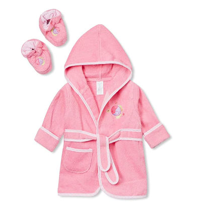 Picture of Spasilk 100% Cotton Hooded Terry Bathrobe with Booties, Pink Fish, One Size