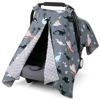 Picture of Rquite Car Seat Cover Baby, Carseat Covers Baby Boy, Minky Infant Car Seat Cover Winter, Peekaboo Opening Car Seat Canopy, Multi-use Baby Carrier, Stroller, Nursing Cover, Minky Blanket, Dinosaur