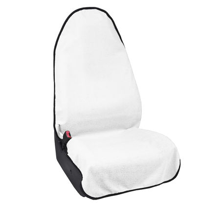 Picture of DECKALY Waterproof Sweating Car Seat Cover for Post Gym Workout, Running, Swimming, Beach and Hiking, Universal Fit Non-Slip Bucket Seat Protector for Cars SUV Trucks, Machine Washable (White)