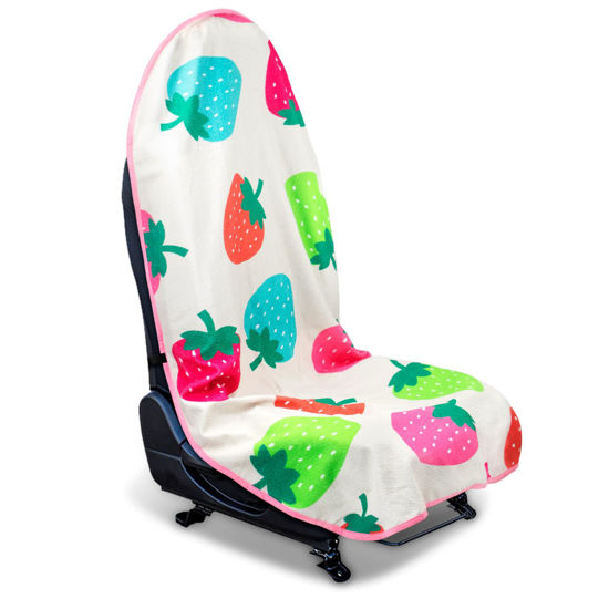Picture of DECKALY Waterproof Sweating Car Seat Cover for Post Gym Workout, Running, Swimming, Beach and Hiking, Universal Fit Non-Slip Bucket Seat Protector for Cars SUV Trucks, Machine Washable (Fruit)