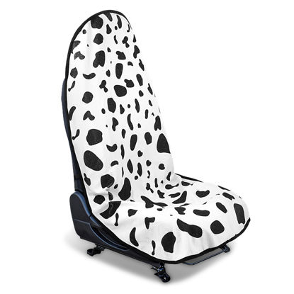 Picture of DECKALY Waterproof Sweating Car Seat Cover for Post Gym Workout, Running, Swimming, Beach and Hiking, Universal Fit Non-Slip Bucket Seat Protector for Cars SUV Trucks, Machine Washable (1pcs-Cow)