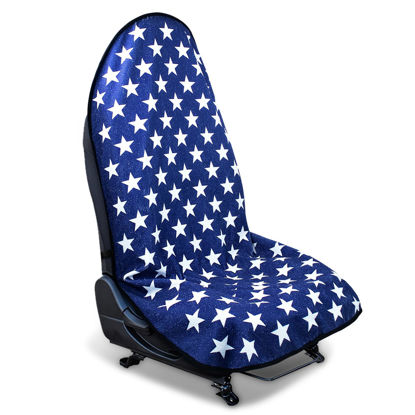 Picture of DECKALY Waterproof Sweating Car Seat Cover for Post Gym Workout, Running, Swimming, Beach and Hiking, Universal Fit Non-Slip Bucket Seat Protector for Cars SUV Trucks, Machine Washable (Star)
