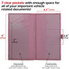 Picture of Auto Insurance and Registration Card Holder - Vehicle Glove Box Document Organizer - Car Essential Paperwork Holder for DMV, AAA, Contact Information Cards - Premium PU Leather Wallet Case - Purple