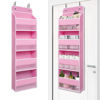 Picture of Over Door Organizer with 4 Large Capacity Pockets, Heavy Duty Hanging Organizer Storage for Closet Bathroom Nursery Bedroom Dorm, Toys Cosmetics Sundries and Baby Essentials, Pink
