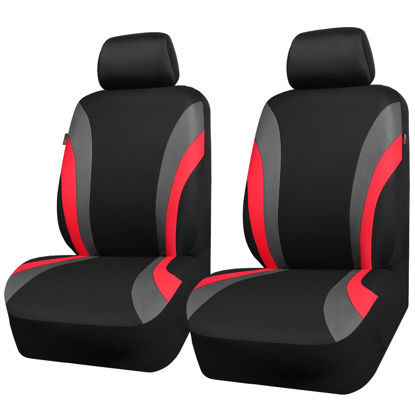 Picture of CAR PASS Line Rider Sporty Front Seat Covers,Red Car Seat Covers Two Front Seats Only, Airbag Compatible,Universal Fit Sedans,Cars,Vans,SUV,Truck(Black and Red)