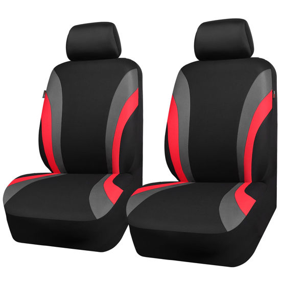 Picture of CAR PASS Line Rider Sporty Front Seat Covers,Red Car Seat Covers Two Front Seats Only, Airbag Compatible,Universal Fit Sedans,Cars,Vans,SUV,Truck(Black and Red)