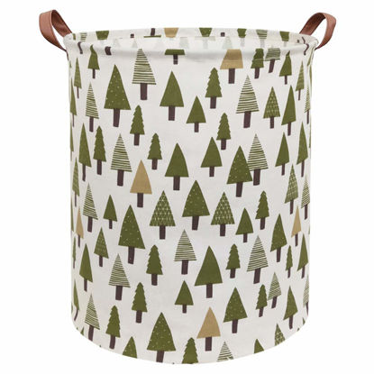Picture of Sanjiaofen Large Storage Bins,Canvas Fabric Laundry Basket Collapsible Storage Baskets for Home,Office,Toy Organizer,Home Decor (Tree)