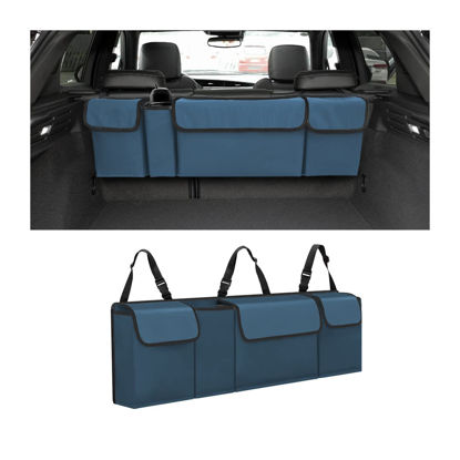 Picture of AUCELI Car Trunk Organizer, Backseat Hanging Large Storage with Adjustable Straps, Waterproof Collapsible Cargo Bag with 4 Pockets, Sturdy Space Saver Frees Trunk Floor for SUV, Truck, MPV