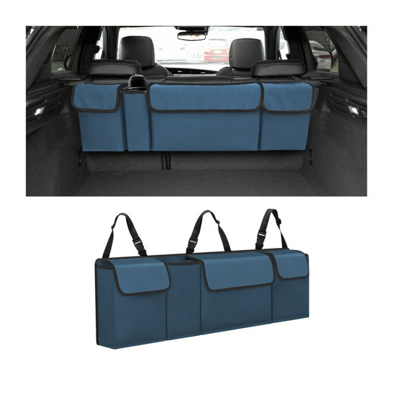 Picture of AUCELI Car Trunk Organizer, Backseat Hanging Large Storage with Adjustable Straps, Waterproof Collapsible Cargo Bag with 4 Pockets, Sturdy Space Saver Frees Trunk Floor for SUV, Truck, MPV