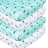 Picture of Crib Sheets for Boys or Girls 4-Pack, Fitted Crib Sheet 52'' x 28'' for Standard Crib & Toddler Mattress, Soft and Breathable Material, Baby Crib Sheets Neutral, Aqua