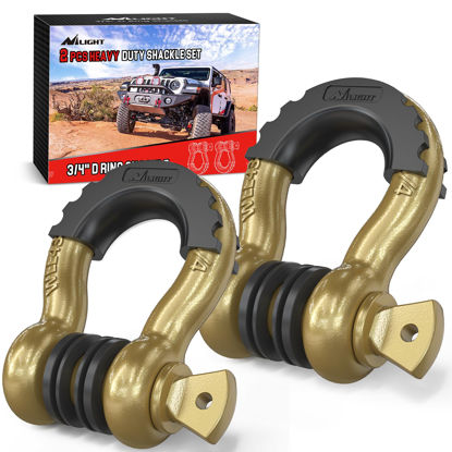 Picture of Nilight 2 Pack 3/4" D-Ring Shackle with 7/8" Screw Pin 41,887lbs Break Strength, Heavy Duty Off Road Recovery Shackle with Isolators Washers for Use with Tow Strap, Winch, Off-Road Truck Vehicle