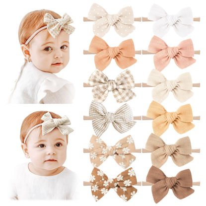 Picture of Niceye Baby Girl Bows and Headbands, Stretchy Nylon Hairbands Hair Bows for Newborns, Infants, Toddlers - Handmade Baby Hair Accessories for Girls
