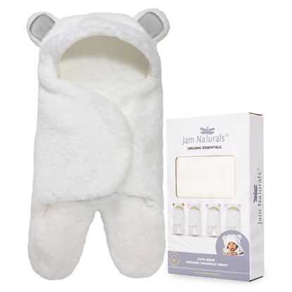 Picture of Jam Naturals-Cute Bear Organic Newborn Swaddle Wrap-Gender Neutral Soft Baby Blanket, Newborn Baby Registry Gift(Grey 0-3m)