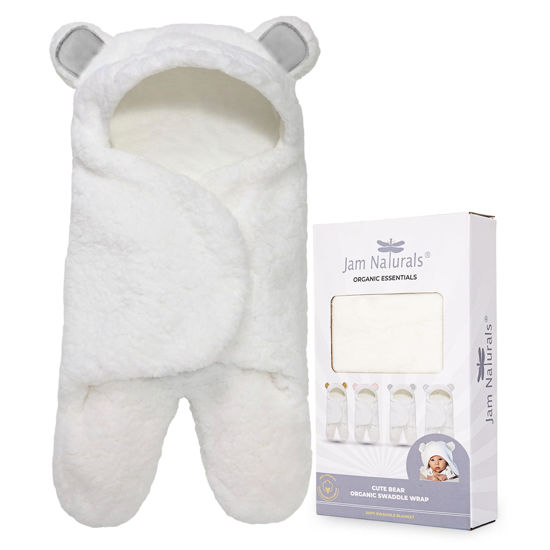 Picture of Jam Naturals-Cute Bear Organic Newborn Swaddle Wrap-Gender Neutral Soft Baby Blanket, Newborn Baby Registry Gift(Grey 0-3m)