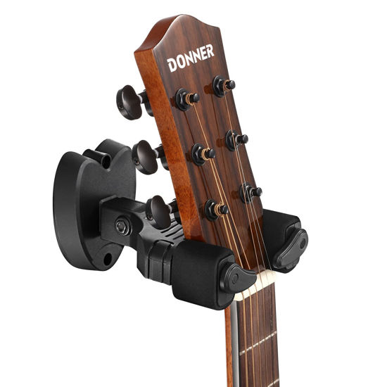 Picture of Donner Locking Guitar Wall Mount 1-Pack, Auto Lock Guitar Wall Hanger For Guitar Bass, Black