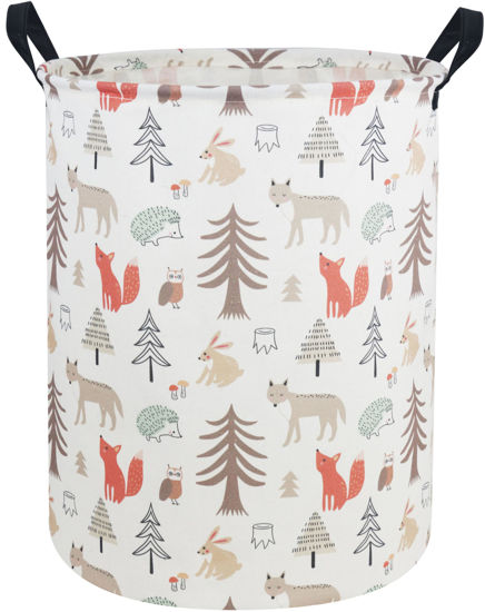 Picture of Essme Kids Laundry Hamper,Animal Hamper Collapsible Canvas Waterproof Storage Bin for Girls, Nursery Hamper,Gift Baskets,toy bins(Grey animal)