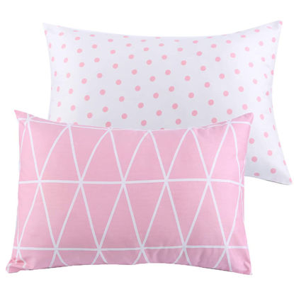 Picture of Kids Toddler Pillowcases 2 Pack Pillow Cover Pillowslip Case Fits Pillows sizesd 13 x 18 or 12x 16 for Kids Bedding Pillow Cover Baby Crib Pillow Cases Pink Link/Dot - by UOMNY