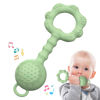 Picture of Teethers for Babies 6-12 Months, Baby Rattles 0-6 Months, 2-in-1 Rattle and Teether Toy for Soothing Sore Gums and Keeps Little Ones Entertained, Food Grade Silicone, Green