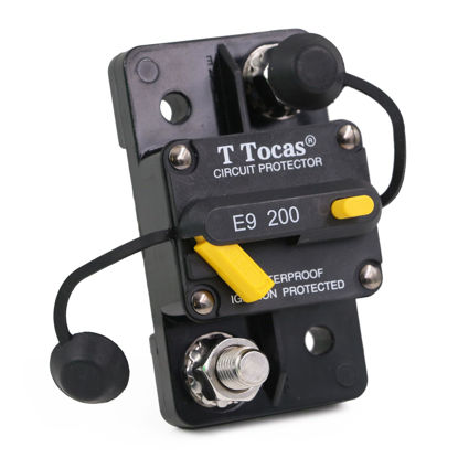 Picture of T Tocas Hi-Amp 3/8“ Studs 200 Amp Circuit Breaker with Manual Reset Switchable for Boat Marine Car Audio Battery Solar System IP67, 12V - 48V DC, 200A